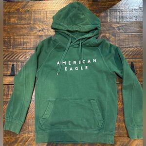 American Eagle Pullover Womens Green Hoodie Front Pocket Drawstring Soft Sz:xs